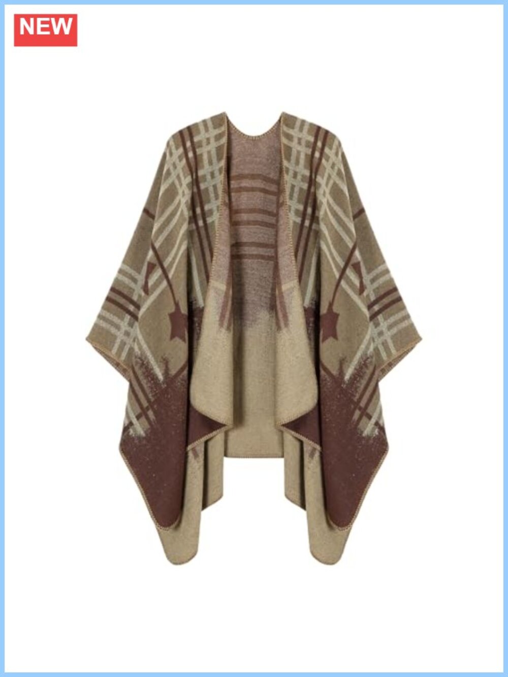 Acrylic Polyester Shawl Wrap Poncho Open Front Cardigan Cape